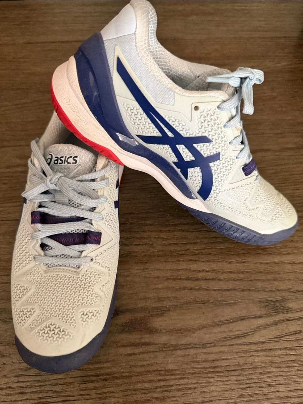 ASICS Women’s Light Gray and Navy Athletic Sneakers